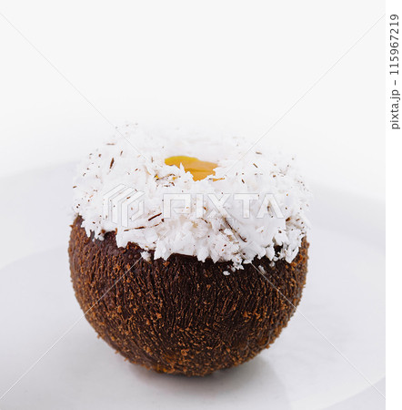 Fresh turkish delight lokma on white plate Fresh turkish delight lokma on white plate 115967219