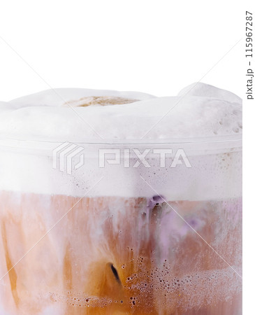 Bubble milk tea with tapioca balls 115967287
