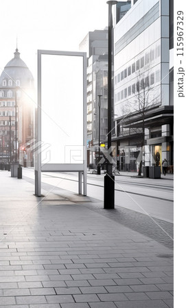 Billboard with blank mock up digital display in modern city, generated AI 115967329