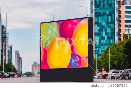 Billboard with digital display blank mock up creative ads in a modern city, generated AI 115967333