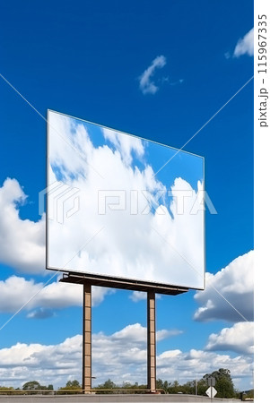 Billboard with blank mock up on a road in a modern city, generated AI 115967335