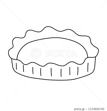 Round baking form for cake or pie, doodle style flat vector outline for coloring book Round baking form for cake or pie, doodle style flat vector outline for coloring book 115968140