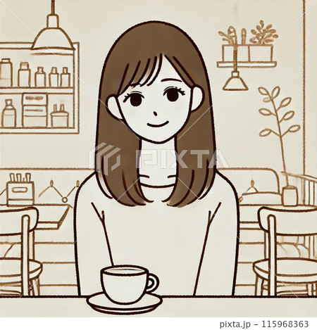 カフェでリラックスする女性 カフェでリラックスする女性 115968363