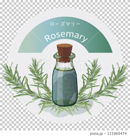 Rosemary and rosemary essential oil bottle, essential oil, aroma, aromatic plant 115968474