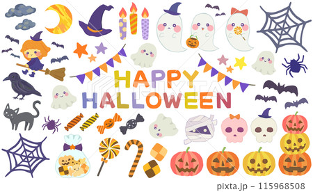 ハロウィンのイラストセット ベクター素材 115968508