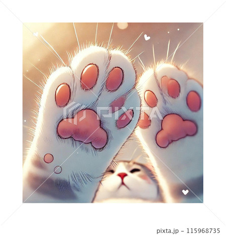 いないいないばあっ！下からのアングルでねこの肉球に癒される　Generative AI 115968735