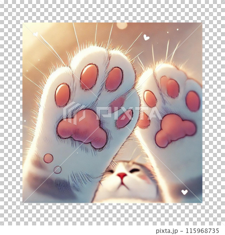 いないいないばあっ！下からのアングルでねこの肉球に癒される　Generative AI 115968735