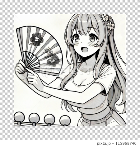 一個緊張得差點掉下漫畫風格的生成人工智慧的女人。 一個緊張得差點掉下漫畫風格的生成人工智慧的女人。 115968740