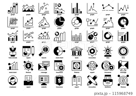 A collection of icons and symbols, including a dollar sign, a clock, and a book 115968749
