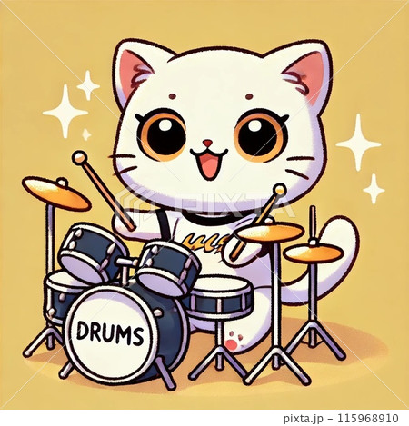 ドラムを叩いている猫 ドラムを叩いている猫 115968910