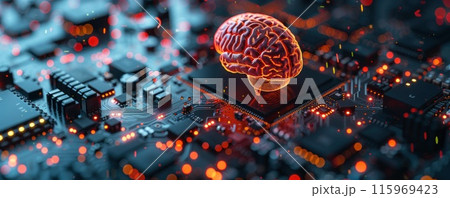 Digital Fusion: Brain and CPU Chip 115969423