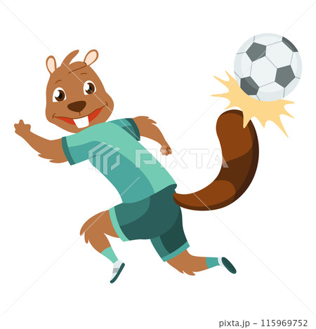 Animal playing football. Cute soccer team player position. Sport is for everyone. Funny vector character illustration 115969752