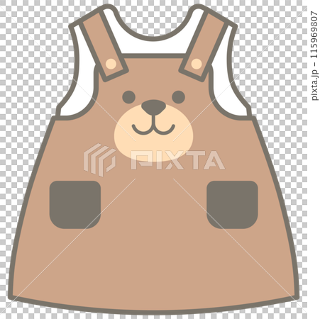 Cute baby clothes in Children Style Cartoon illustration teddy bear overalls dress 115969807