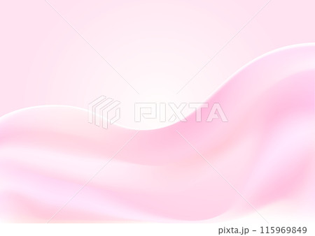 布のドレープのような波のパターン背景、やさしいピンクの光 115969849