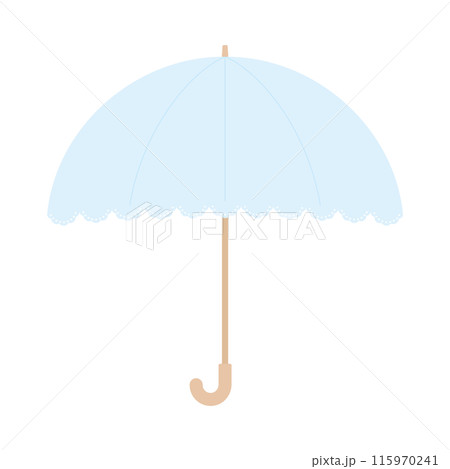 シンプルでかわいいレースの水色の日傘･傘のアイコン - 晴雨兼用･日よけ･熱中症予防のイメージ素材 115970241
