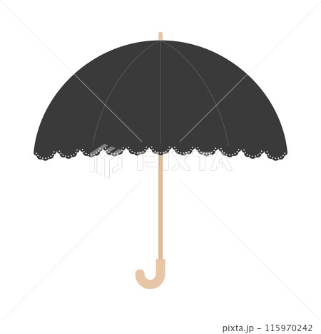 シンプルでかわいいレースの黒い日傘・傘のアイコン - 晴雨兼用・日よけ・熱中症予防のイメージ素材 シンプルでかわいいレースの黒い日傘・傘のアイコン - 晴雨兼用・日よけ・熱中症予防のイメージ素材 115970242