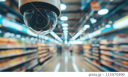 スーパーマーケット内の監視カメラの背景画像 115970990