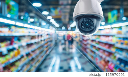 スーパーマーケット内の監視カメラの背景画像 115970991