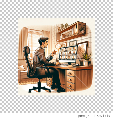 Remote working office worker 115971415