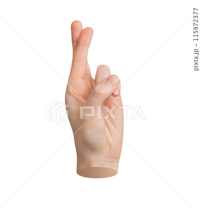 Finger cross gesture for luck Superstition sign, lucky symbol of hope Crossed arm for wish, Finger cross gesture for luck Superstition sign, lucky symbol of hope Crossed arm for wish, 115972377