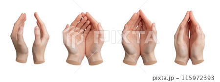 Hand gesture, care and protect sign set isolated on white background 115972393