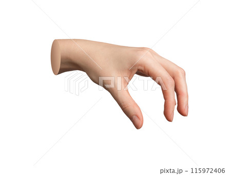 Hand gesture, sign holding space, showing smth isolated on white background 115972406