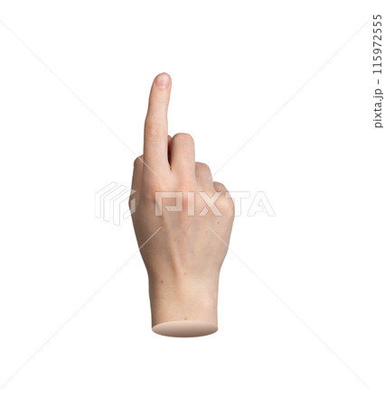 Hand pointing gesture, index finger indicating. Pointer sign isolated on white background. Showing, 115972555