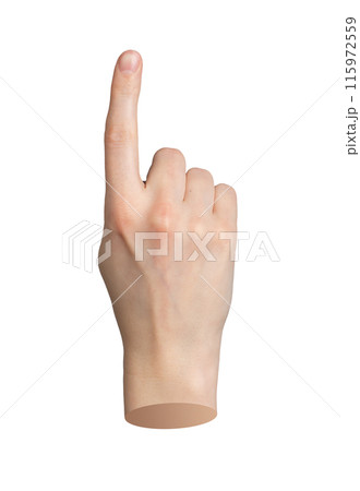 Hand gesture with pointing finger, indicating sign. Index finger, pointer picking. Close up, 115972559