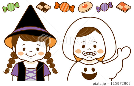 ハロウィンの仮装をした子どもたち 115972905