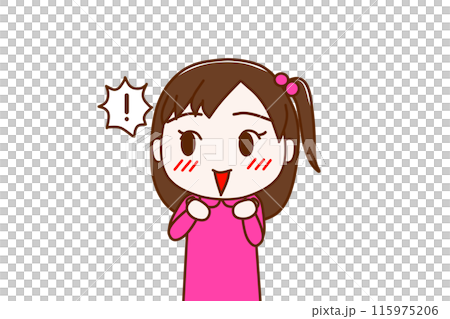 (Front upper body) A girl blushing in surprise and excited with joy (Front upper body) A girl blushing in surprise and excited with joy 115975206