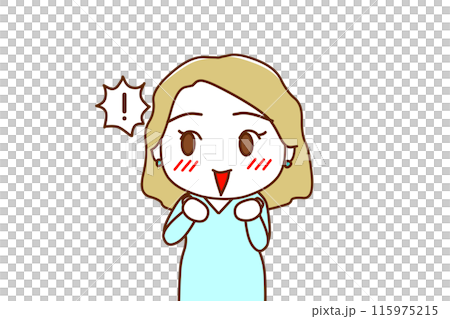 (上半身正面)臉頰染上驚訝的興奮與幸福的白人女性 (上半身正面)臉頰染上驚訝的興奮與幸福的白人女性 115975215