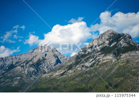 Beautiful scenic views of the mountains of Banff in the national park of Canada Beautiful scenic views of the mountains of Banff in the national park of Canada 115975344