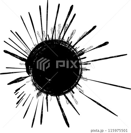 墨の集中線・飛び散りの和風装飾素材 115975501