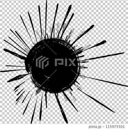 墨の集中線・飛び散りの和風装飾素材 115975501