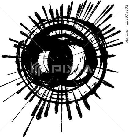 墨の集中線・飛び散りの和風装飾素材 115975502