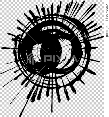 墨の集中線・飛び散りの和風装飾素材 115975502