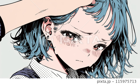 いじめられて顔を赤くして涙をこらえる少女