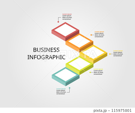 timeline ladder level for infographic presentation template with 5 element for banner 115975801