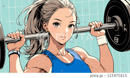 ウェイトトレーニングをしている若い女性