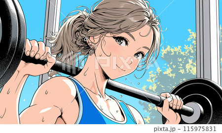 ウェイトトレーニングをしている若い女性