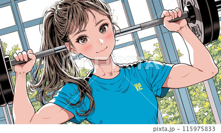 ウェイトトレーニングをしている若い女性