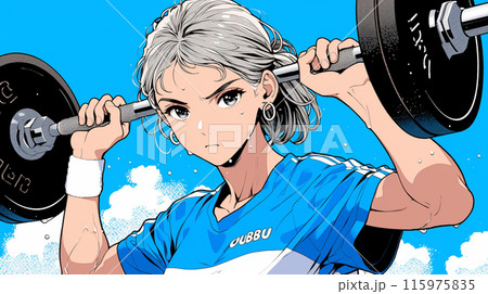 ウェイトトレーニングをしている若い女性