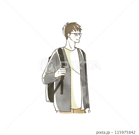 リュックを背負った笑顔の男性 115975842