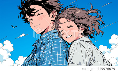 そよ風の中、デートをしている初々しい若い男女の恋人たち