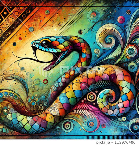 カラフルな蛇のイラスト素材 [115976406] - PIXTA