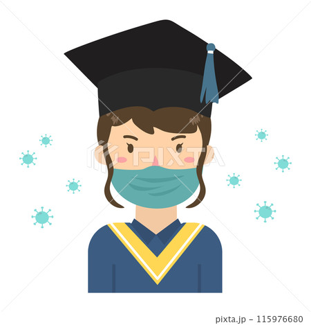 hand drawn cartoon graduate mask  115976680