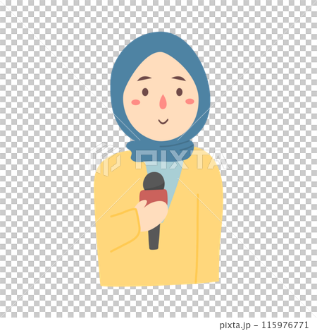 girl wearing hijab reporter illustration 115976771