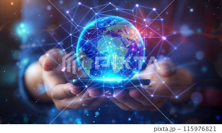 手のひらに浮かぶ抽象的な球体 手のひらに浮かぶ抽象的な球体 115976821