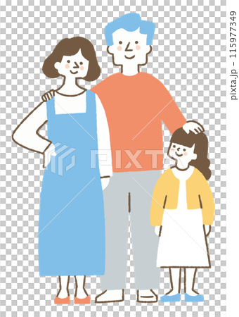 A family of three taking a commemorative photo_Color A family of three taking a commemorative photo_Color 115977349