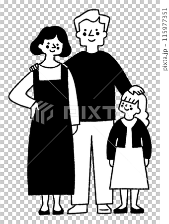 A family of three taking a commemorative photo_2 115977351